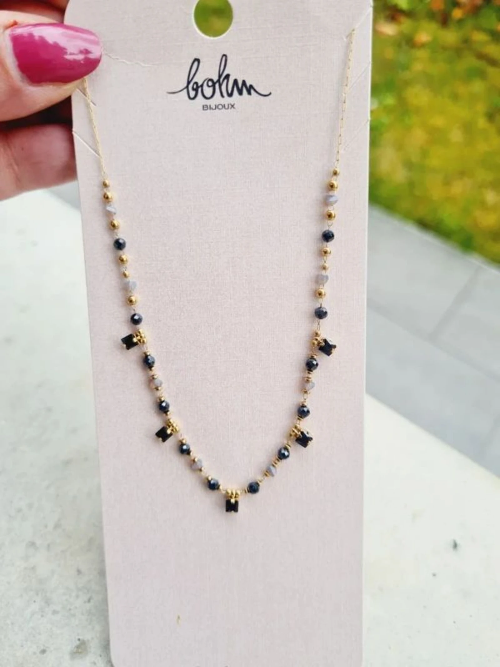 Collier doré Bohm cristaux noirs